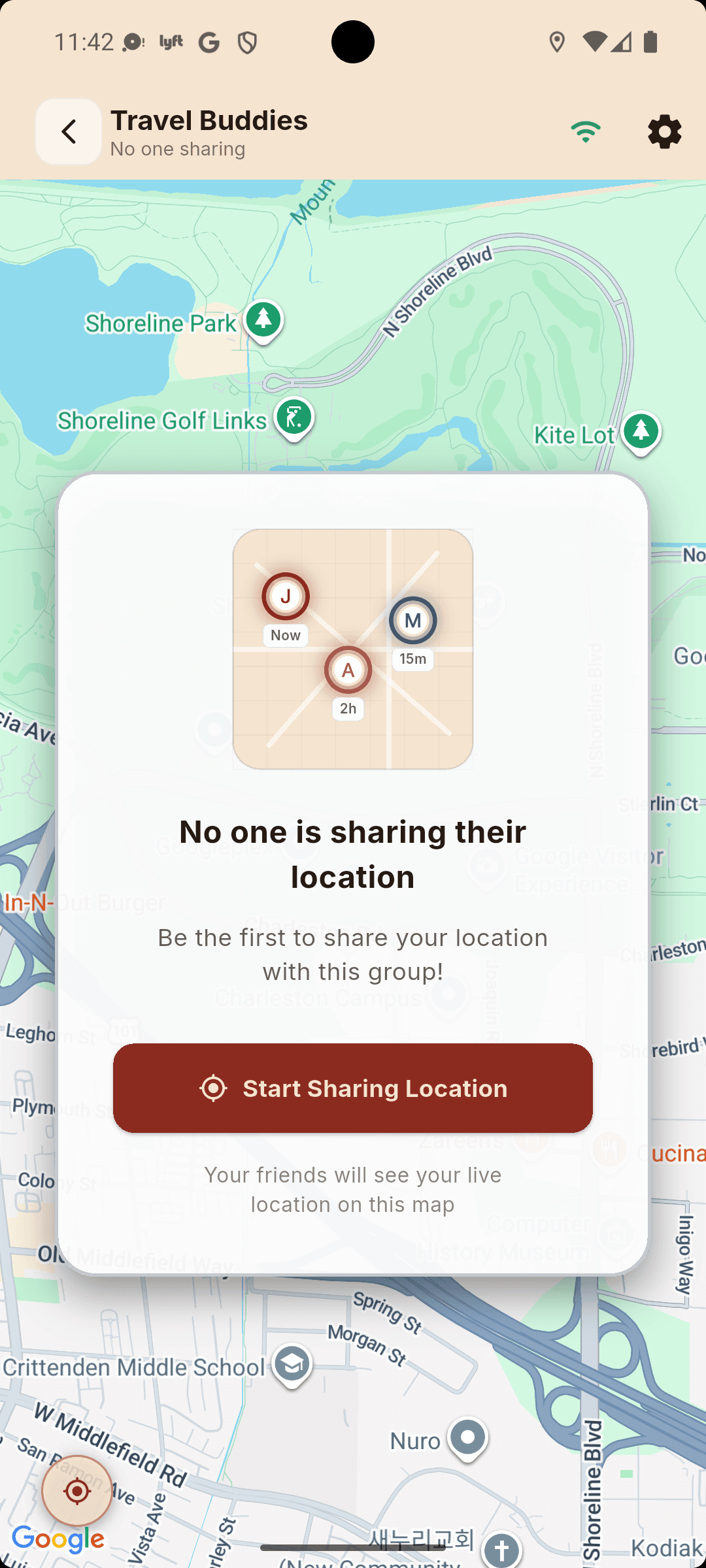 Group management and invitation screen