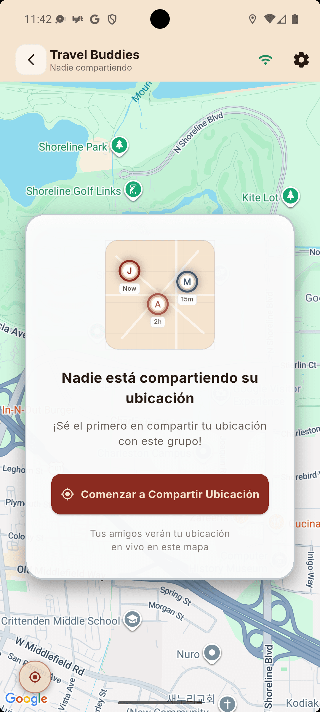 Pantalla de gestión de grupos e invitaciones